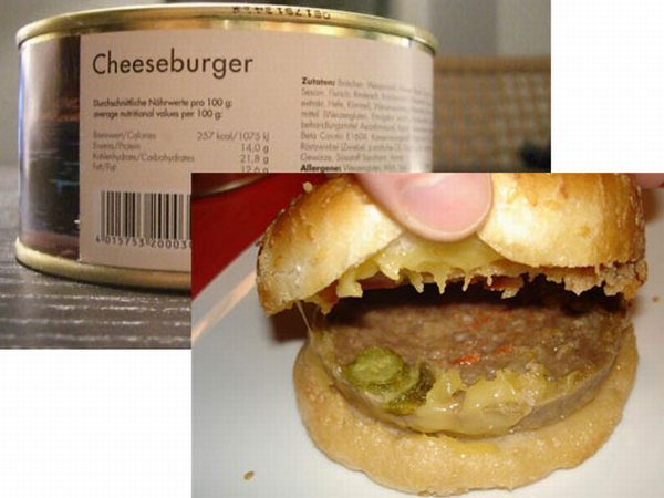 canned cheese burger