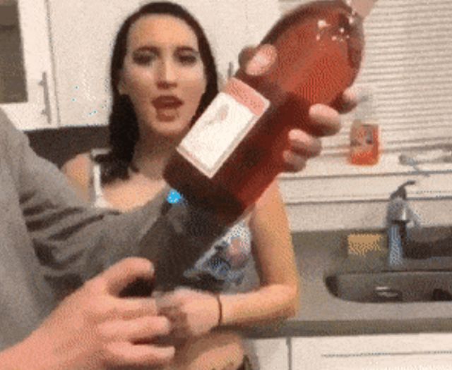 Wine bottle masturbation