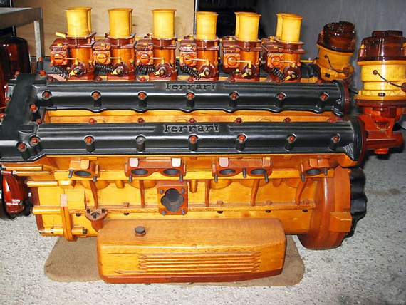 Amazing Hand-Built Wooden Ferrari Engine...