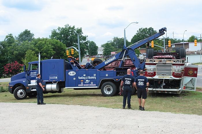 Fire-fighting vehicle flipped over in Wake County, North Carolina (30 pics)