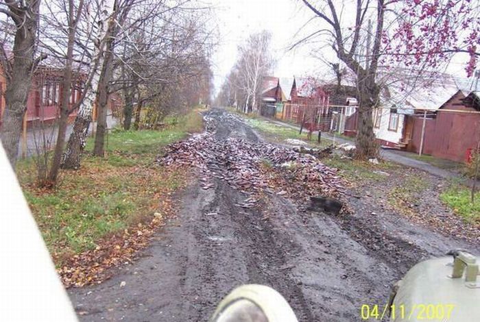 A road made of AK-47 magazines (7 pics)