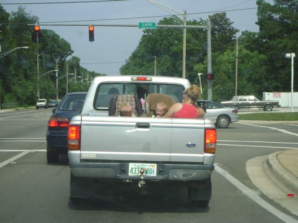 Children Riding In Cargo Area Of A Pickup Truck (6 pics)