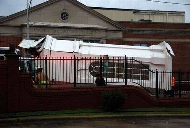 Driver Survives a Hit by a Church Steeple (24 pics)