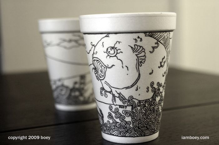 Sharpie Art on Styrofoam Cups (79 pics)