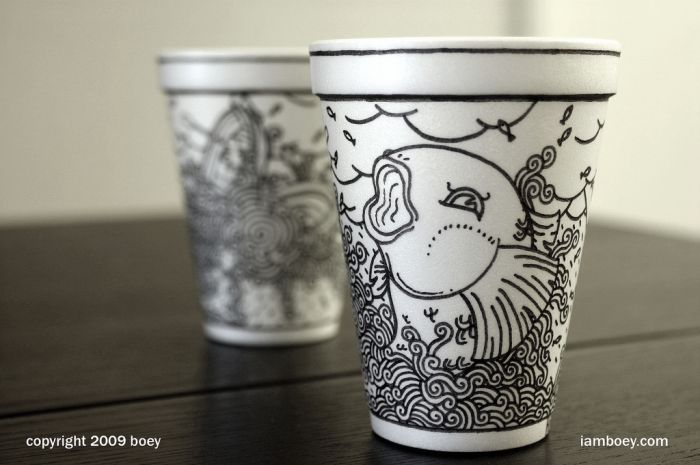 Sharpie Art on Styrofoam Cups (79 pics)