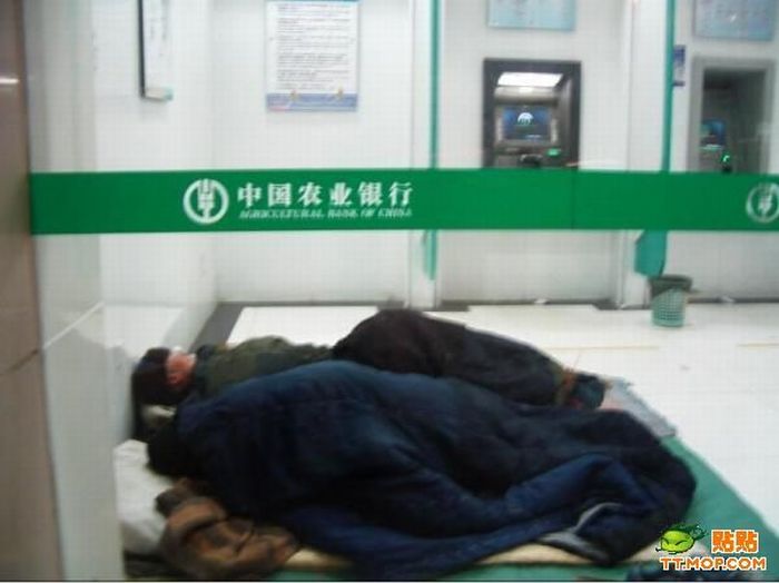 Sleeping in the Bank (5 pics)