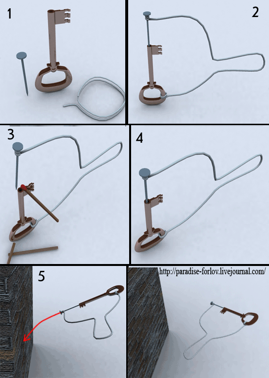 How to Make a Self Made Toy Using an Old Key and Matches (1 gif)