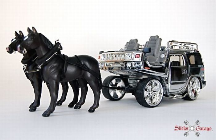 A Horse Cart Made out of a Brand New Hummer (10 pics + video)