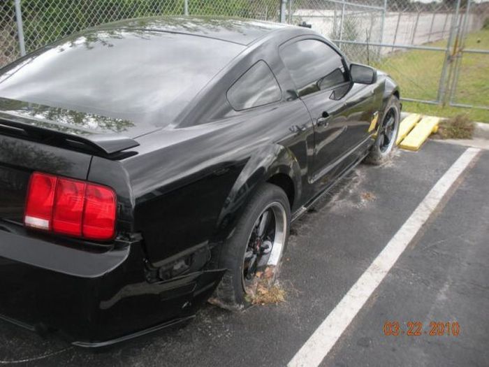 Dealer Accidentally Remote Starts Mustang Right Into a Pond (9 pics)