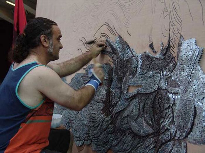 The Largest Nail And Toothpicks Mosaic Ever Made (26 pics)