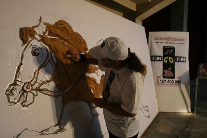 The Largest Nail And Toothpicks Mosaic Ever Made (26 pics)