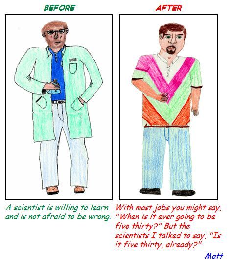 Kids Draw Scientists Before and After a Visit to Fermilab (30 pics)