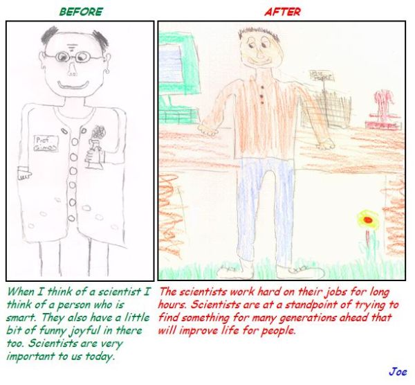 Kids Draw Scientists Before and After a Visit to Fermilab (30 pics)