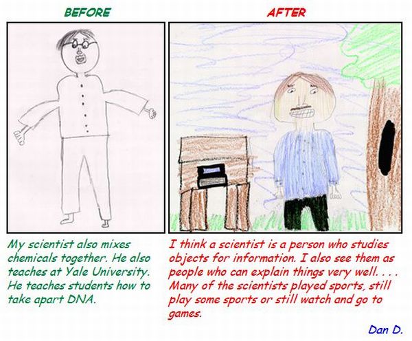 Kids Draw Scientists Before and After a Visit to Fermilab (30 pics)