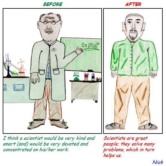 Kids Draw Scientists Before and After a Visit to Fermilab (30 pics)