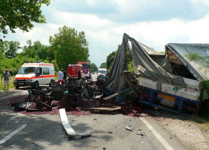 Truck Full of Cherries Accident (12 pics)