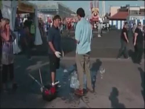 Reporter Destroys an Ice Sculpture