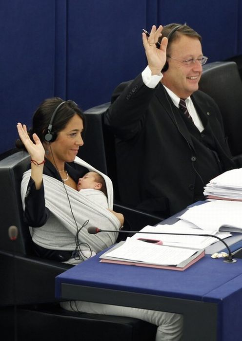 Member of European Parliament Took Her Baby to Work (10 pics)