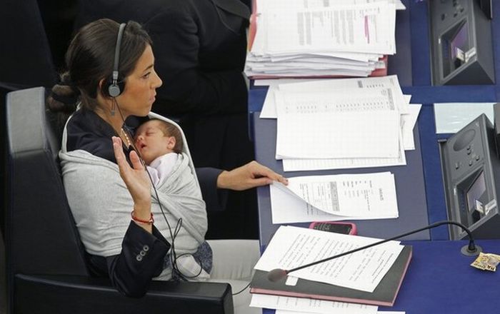 Member of European Parliament Took Her Baby to Work (10 pics)