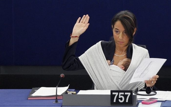 Member of European Parliament Took Her Baby to Work (10 pics)