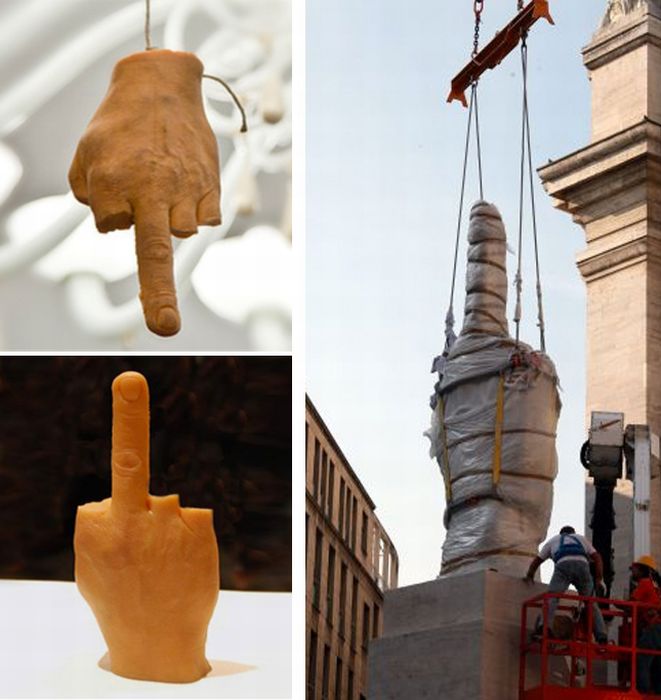 Middle finger Displayed in Milan (8 pics)