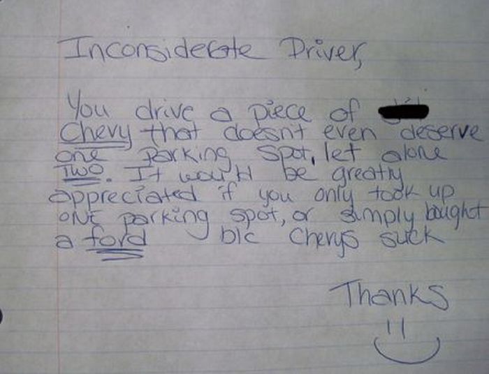 Passive Aggressive Parking Notes (38 pics)