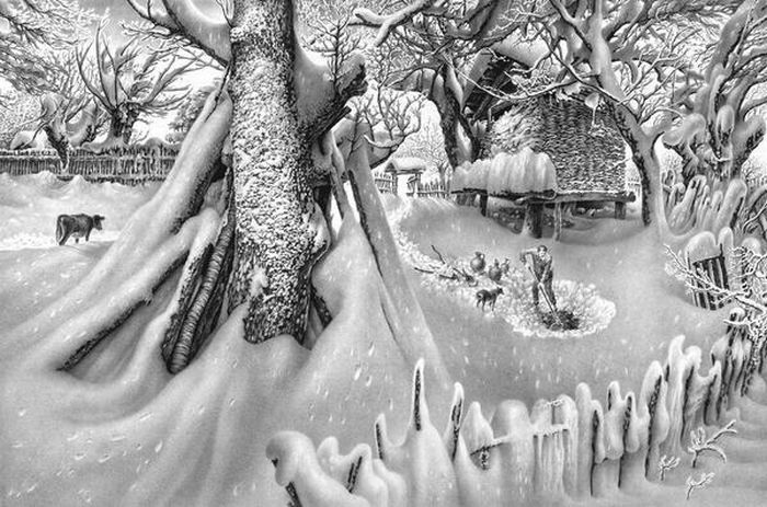 Winter Landscapes Drawn with a Pen (22 pics)