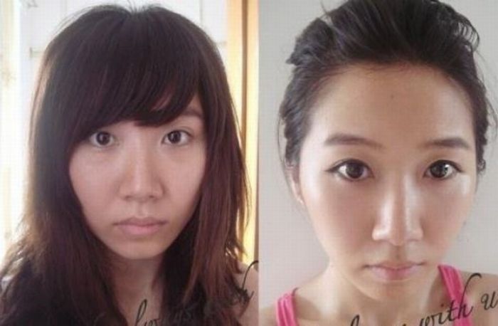 Young Chinese girls illustrating a well-known fact that a girl with makeup ...