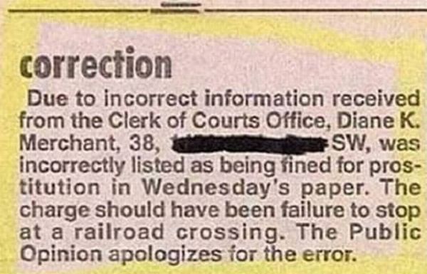 Newspaper Mistakes and Apology Notes (15 pics)