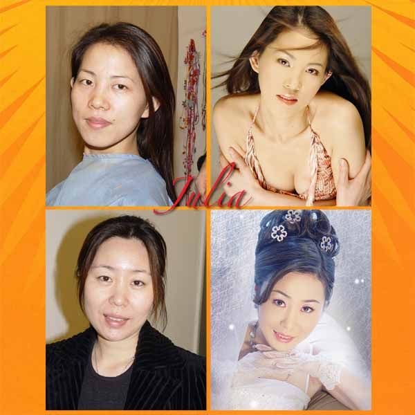 Сhinese Brides With and Without Makeup (6 pics)