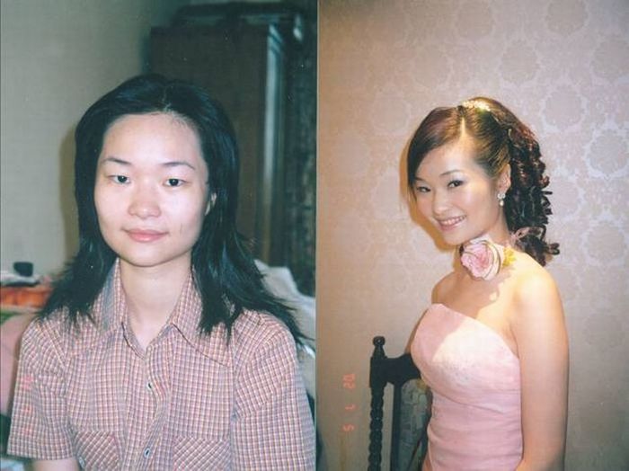 Сhinese Brides With and Without Makeup (6 pics)