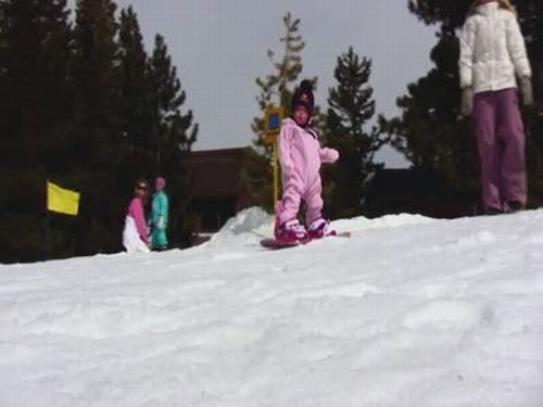 1-Year-Old on a Snowboard