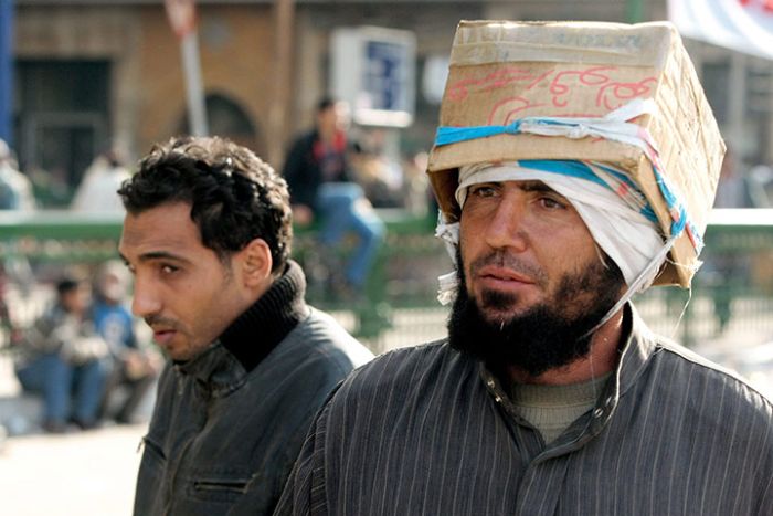 Egyptian Protesters' Makeshift Helmets (10 pics)