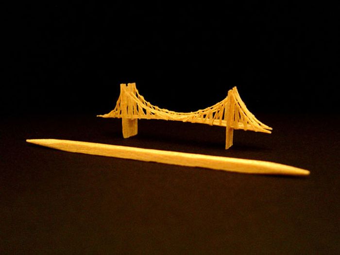 Tiny Sculptures Made From A Single Toothpick (8 pics)