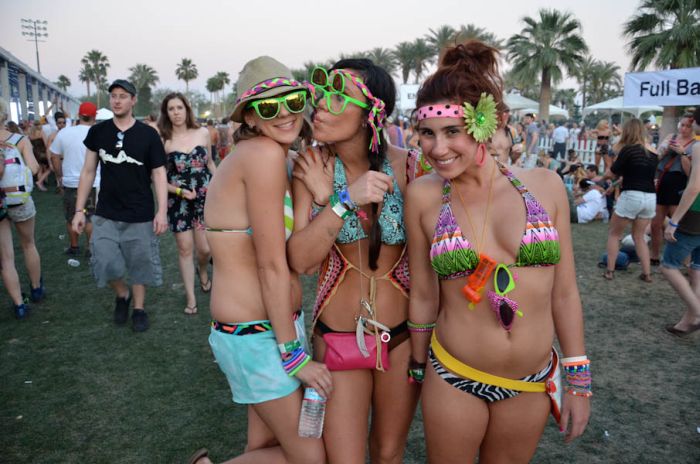 Cute girls of Coachella music festival in California. 