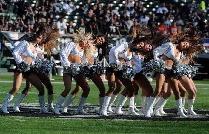 A collage of cheerleaders from different eras