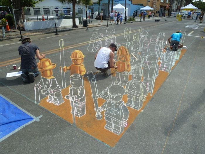 Making of the 3D LEGO Chalk Drawing (7 pics)