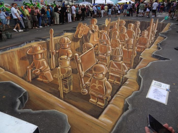 Making of the 3D LEGO Chalk Drawing (7 pics)