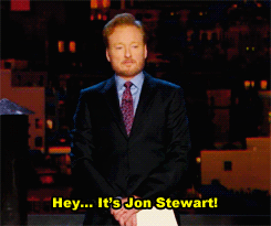 Jon Stewart Visits Conan O'Brien (6 gifs)
