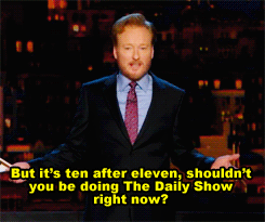 Jon Stewart Visits Conan O'Brien (6 gifs)