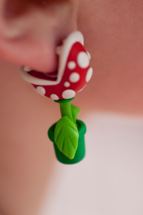 Super Mario Piranha Plant Earrings (5 pics)