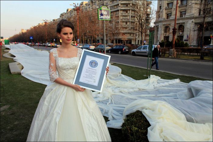 Longest Wedding Dress Train (4 pics)