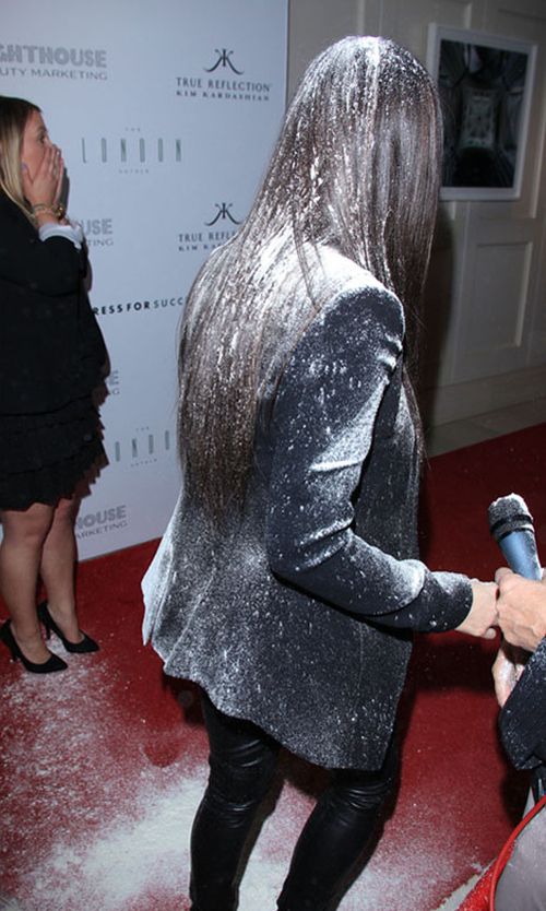 Kim Kardashian Flour Bombed (3 pics + video)