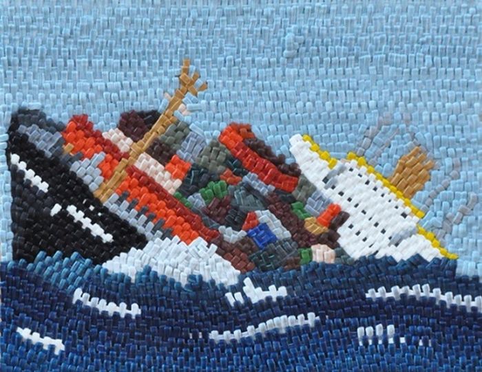 Painted Needlepoint Ship Wreck Art (13 pics)