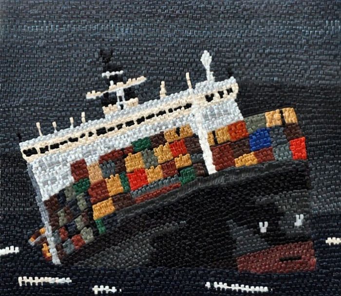 Painted Needlepoint Ship Wreck Art (13 pics)