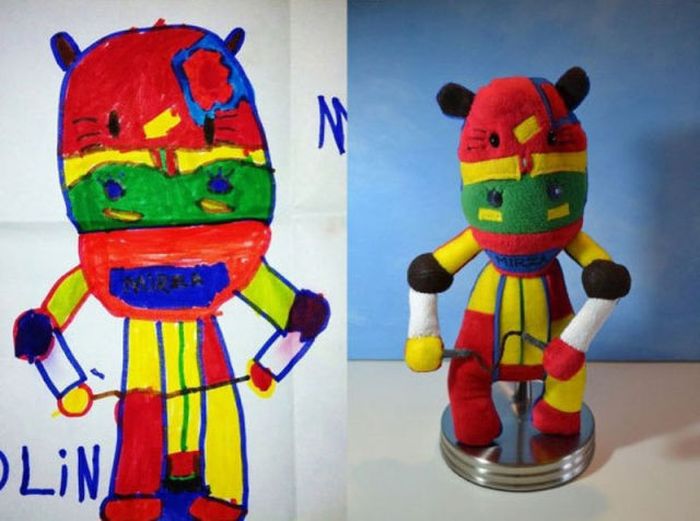 Stuffed Toys Based on Children's Drawings. Part 2 (23 pics)