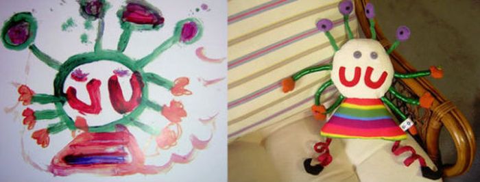 Stuffed Toys Based on Children's Drawings. Part 2 (23 pics)