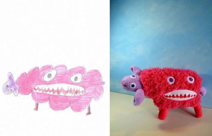 Stuffed Toys Based on Children's Drawings. Part 2 (23 pics)