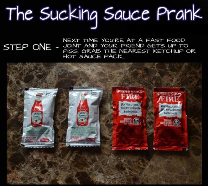 Sucking Sause Prank (6 pics)