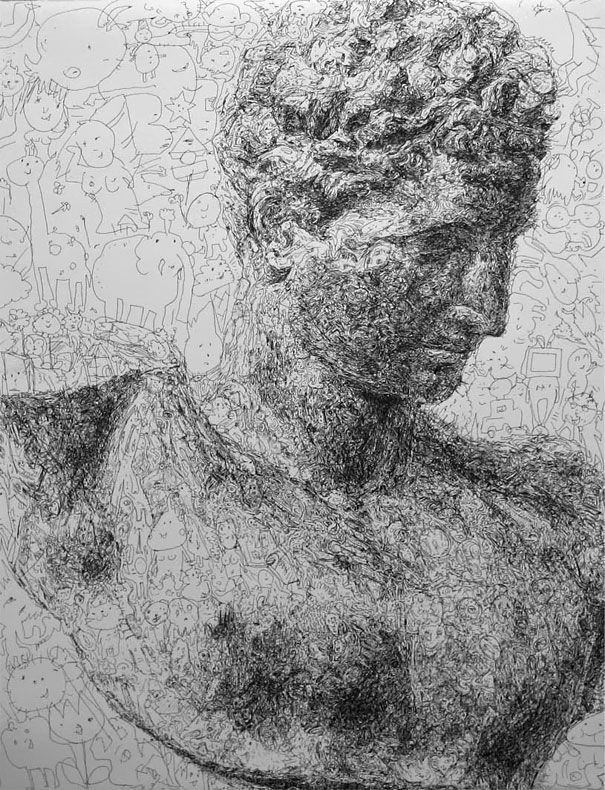 Drawings Made of Thousands of Cartoon Doodles (15 pics)